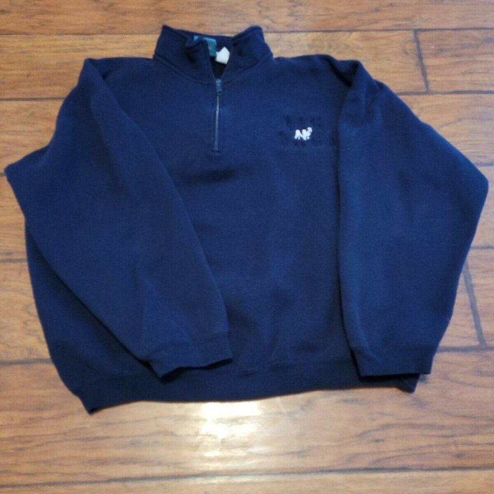 Big Dogs Navy Blue Long Sleeve Collared Half Zip Mens  Pullover Size Large